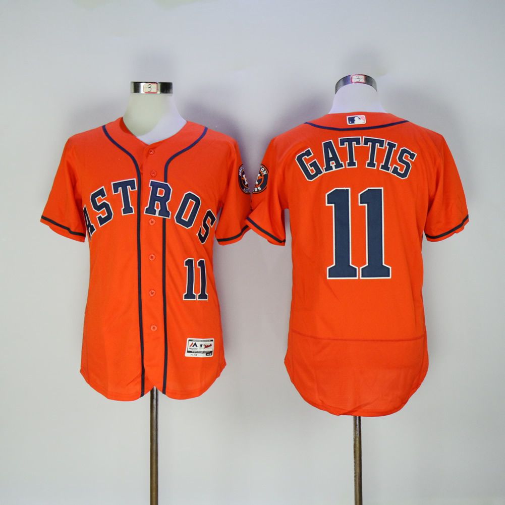 Men Houston Astros 11 Gattis Orange MLB Jerseys